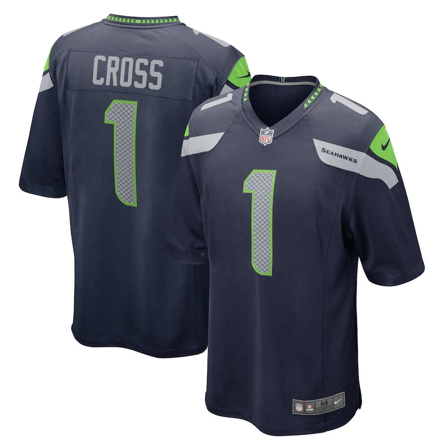 Men Seattle Seahawks 1 Charles Cross Nike College Navy 2022 NFL Draft First Round Pick Game Jersey